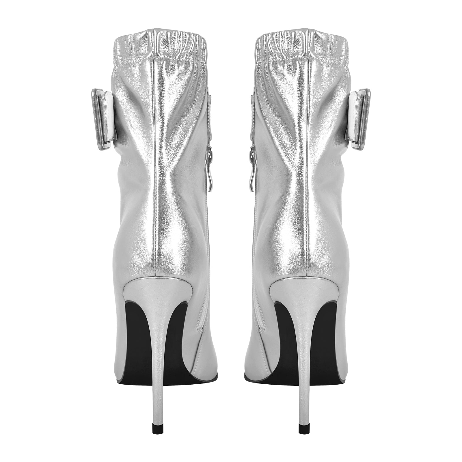 Pointed Toe Buckle Strap Stiletto Ankle Boots