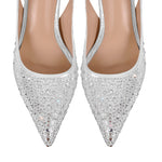 Load image into Gallery viewer, Rhinestone Pointed Toe Slingback High Heel Pumps
