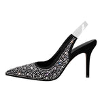 Load image into Gallery viewer, Rhinestone Pointed Toe Slingback High Heel Pumps
