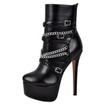 Load image into Gallery viewer, Chain Buckle Strap Platform Stiletto High Heel Boots
