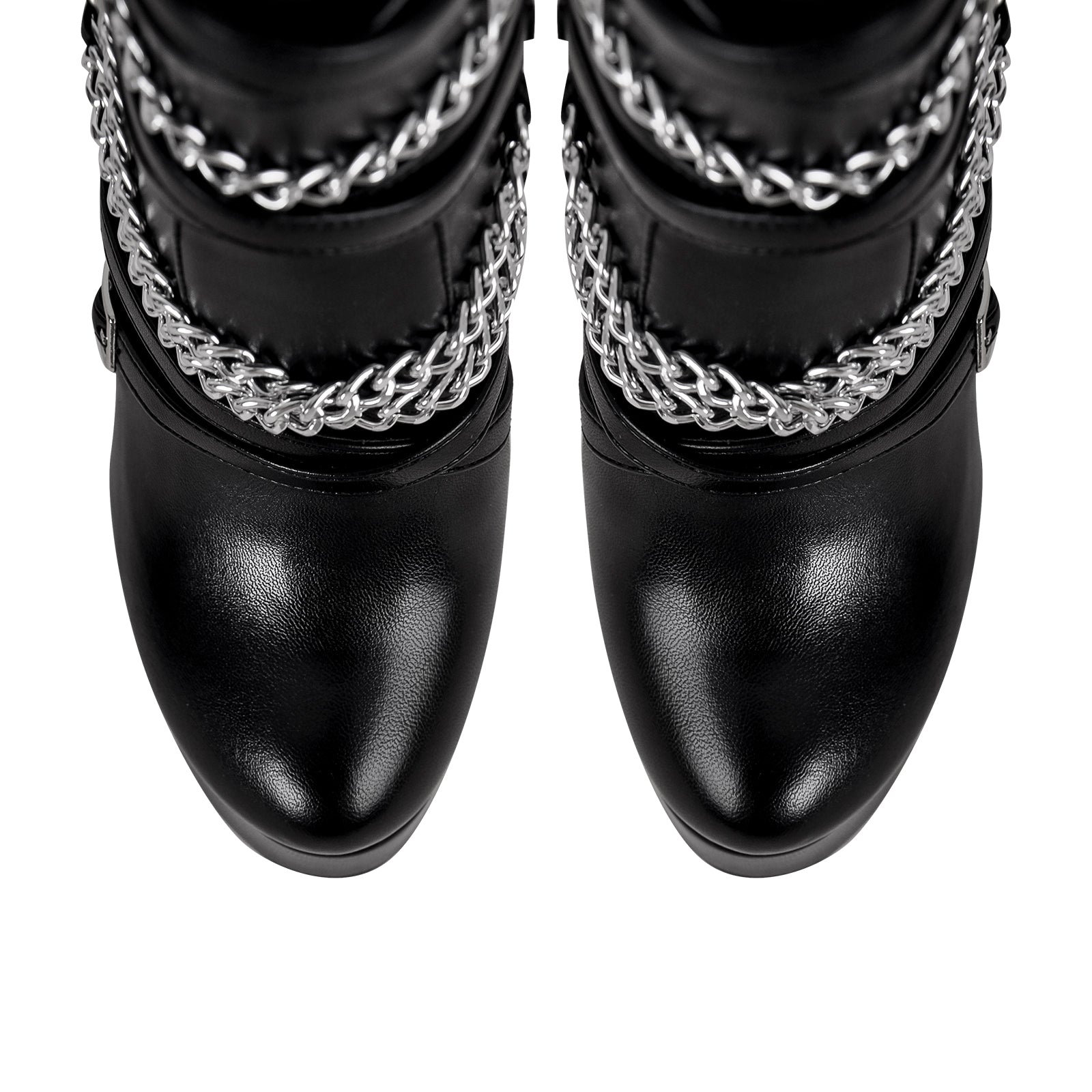 Chain Buckle Strap Platform Stiletto High Heel Boots