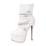 Load image into Gallery viewer, Chain Buckle Strap Platform Stiletto High Heel Boots
