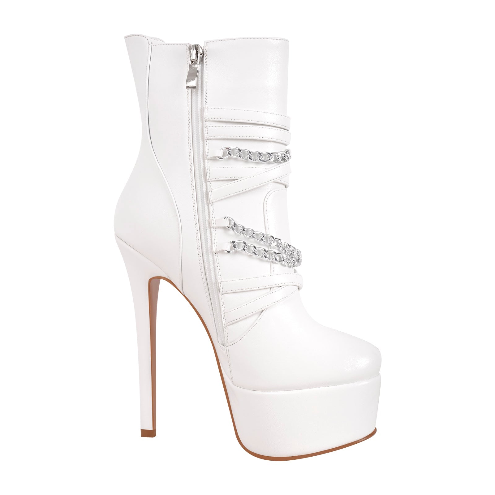 Chain Buckle Strap Platform Stiletto High Heel Boots