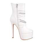 Load image into Gallery viewer, Chain Buckle Strap Platform Stiletto High Heel Boots
