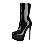 Load image into Gallery viewer, Patent Leather Platform Stiletto High Heel Ankle Boots
