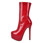 Load image into Gallery viewer, Patent Leather Platform Stiletto High Heel Ankle Boots
