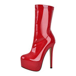 Load image into Gallery viewer, Patent Leather Platform Stiletto High Heel Ankle Boots
