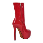 Load image into Gallery viewer, Patent Leather Platform Stiletto High Heel Ankle Boots
