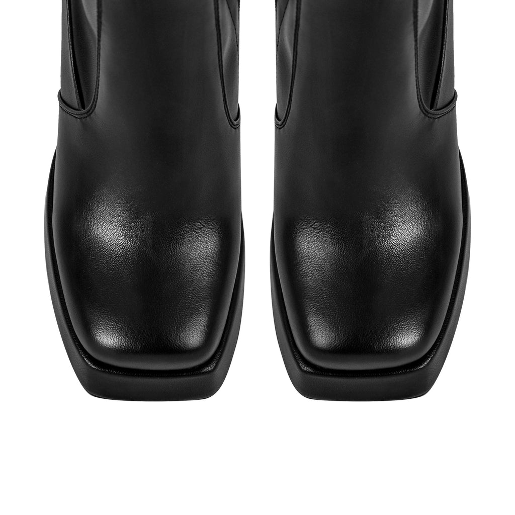 Square Toe Platform Chunky Heel Knee High Boots