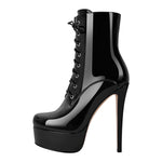 Load image into Gallery viewer, Platform Lace-up Stiletto Ankle Boots
