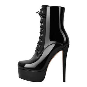 Platform Lace-up Stiletto Ankle Boots