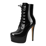 Load image into Gallery viewer, Platform Lace-up Stiletto Ankle Boots
