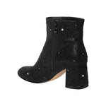 Load image into Gallery viewer, Round Toe Rhinestone Chunky Ankle Boots
