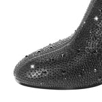 Load image into Gallery viewer, Round Toe Rhinestone Chunky Ankle Boots
