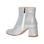 Load image into Gallery viewer, Round Toe Rhinestone Chunky Ankle Boots
