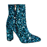 Load image into Gallery viewer, Sequin Pointed Toe Chunky Heel Ankle Boots
