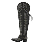 Load image into Gallery viewer, Studded Embroidered Over The Knee Western Boots
