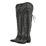 Load image into Gallery viewer, Studded Embroidered Over The Knee Western Boots
