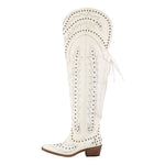 Load image into Gallery viewer, Studded Embroidered Over The Knee Western Boots
