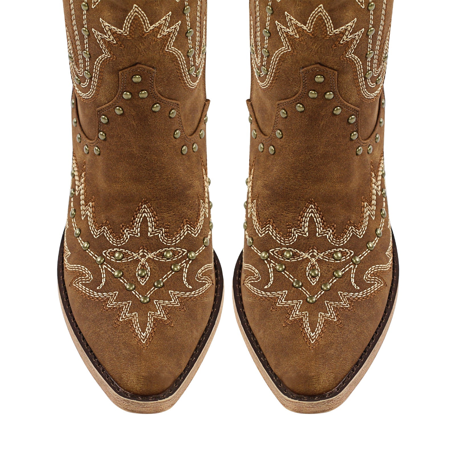 Studded Embroidered Over The Knee Western Boots