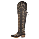 Load image into Gallery viewer, Studded Embroidered Over The Knee Western Boots
