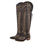 Load image into Gallery viewer, Studded Embroidered Over The Knee Western Boots
