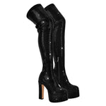 Load image into Gallery viewer, Rhinestone Chunky Heels Platform Over the knee Boots
