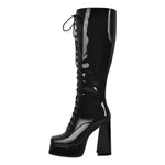 Load image into Gallery viewer, Square Toe Lace up Chunky Heels Boots
