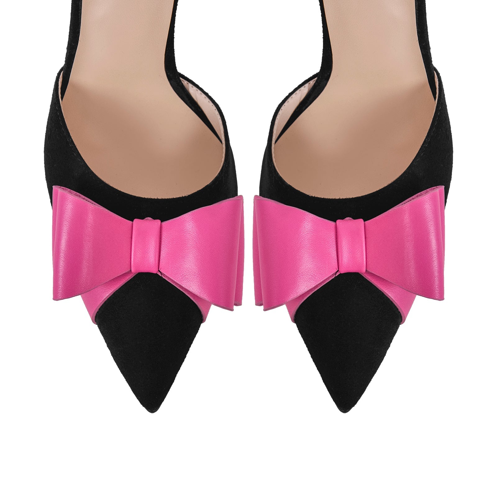 Pointed Toe Stiletto Slingback Bow Pumps