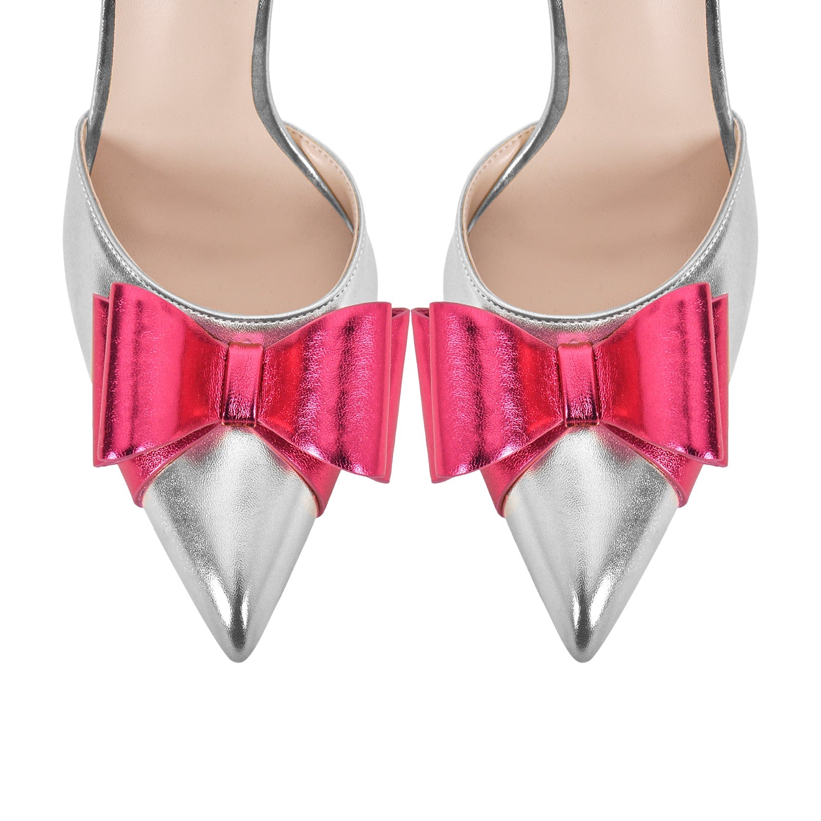 Pointed Toe Stiletto Slingback Bow Pumps