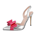 Load image into Gallery viewer, Pointed Toe Stiletto Slingback Bow Pumps
