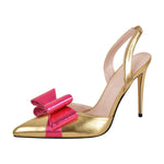 Load image into Gallery viewer, Pointed Toe Stiletto Slingback Bow Pumps
