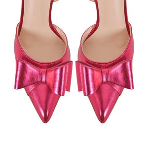 Pointed Toe Stiletto Slingback Bow Pumps