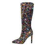 Load image into Gallery viewer, Sequins Pointed Toe Stiletto Knee Boots
