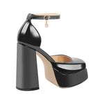 Load image into Gallery viewer, Square Toe Ankle Straps Platform Chunky Heel Pumps
