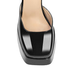 Load image into Gallery viewer, Square Toe Ankle Straps Platform Chunky Heel Pumps
