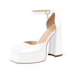 Load image into Gallery viewer, Square Toe Ankle Straps Platform Chunky Heel Pumps
