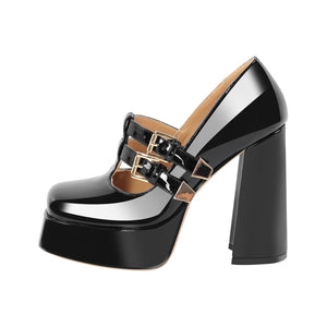 Chunky Heel Straps Mary Jane Pumps