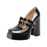 Load image into Gallery viewer, Chunky Heel Straps Mary Jane Pumps
