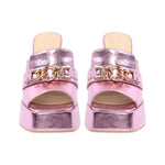 Load image into Gallery viewer, Open Toe Chunky Heel  Metal Chain Platform Sandals
