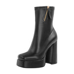 Load image into Gallery viewer, Square Toe Chunky Platform Zipper Ankle Boots
