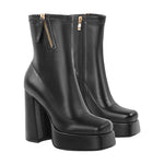 Load image into Gallery viewer, Square Toe Chunky Platform Zipper Ankle Boots
