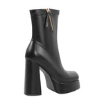 Load image into Gallery viewer, Square Toe Chunky Platform Zipper Ankle Boots
