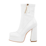 Load image into Gallery viewer, Square Toe Chunky Platform Zipper Ankle Boots
