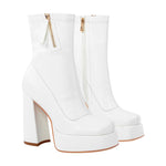 Load image into Gallery viewer, Square Toe Chunky Platform Zipper Ankle Boots
