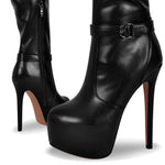 Load image into Gallery viewer, Round Toe Stiletto Platform Over The Knee Buckle Boots
