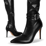 Load image into Gallery viewer, Pointed Toe Stiletto Buckle Over The Knee Boots
