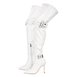 Load image into Gallery viewer, Pointed Toe Stiletto Buckle Over The Knee Boots
