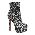 Load image into Gallery viewer, Leopard Platform Stiletto Ankle Boots
