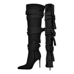 Load image into Gallery viewer, Pointed Toe Buckle Strap Over The Knee Boots
